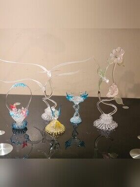 Handblown CrystalGlass Blue and Yellow Decorative Figurines - All Birds Home Art
